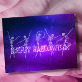 Happy Halloween dansende skeleton neon dansfeest Briefkaart
