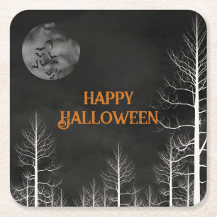 Happy Halloween Dark Bossen Party Kartonnen Onderzetters