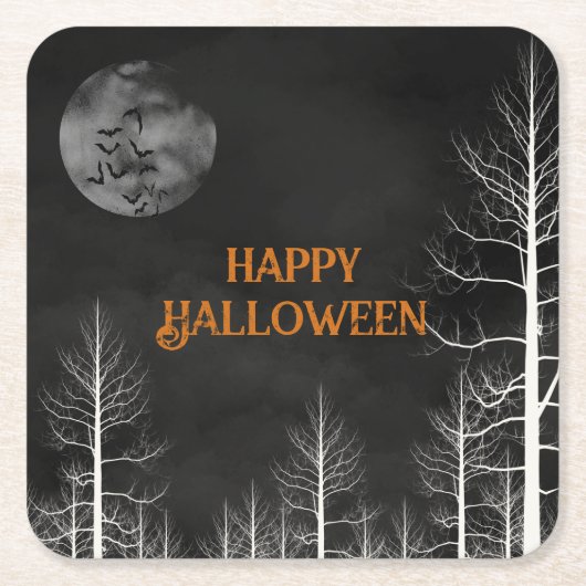 Happy Halloween Dark Bossen Party Kartonnen Onderzetters (Voorkant)