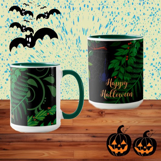 Happy Halloween Dark Greenery Botanical Foliage Mok