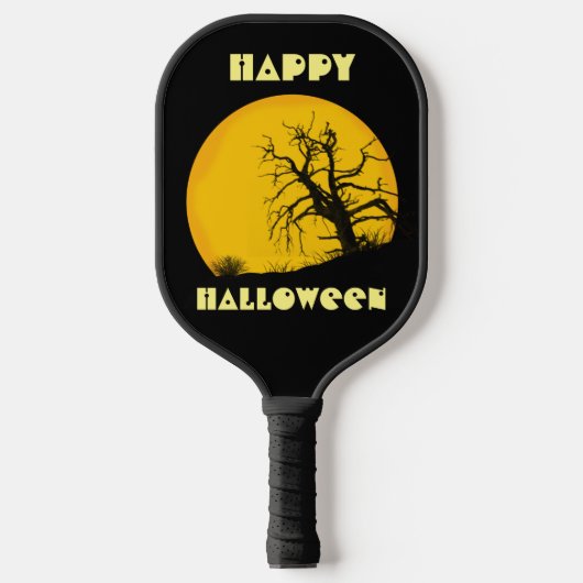 Happy Halloween Dark Spooky Dead Tree Full Moon Pickleball Paddle (Voorkant)
