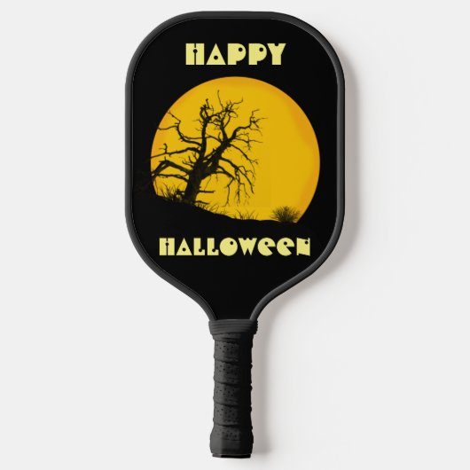 Happy Halloween Dark Spooky Dead Tree Full Moon Pickleball Paddle (Achterkant)
