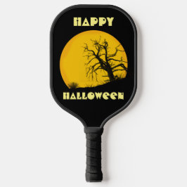 Happy Halloween Dark Spooky Dead Tree Full Moon Pickleball Paddle
