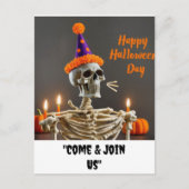 "Happy Halloween Day, kom en doe mee" Briefkaart (Voorkant)