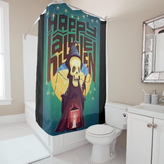 Happy Halloween Death Douchegordijn (In situ)