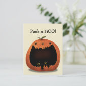 Happy Halloween Decoratie Zwarte Kat in Pompoen Briefkaart (Staand voorkant)