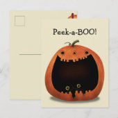 Happy Halloween Decoratie Zwarte Kat in Pompoen Briefkaart (Voorkant / Achterkant)