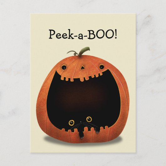 Happy Halloween Decoratie Zwarte Kat in Pompoen Briefkaart (Voorkant)