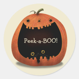 Happy Halloween Decoratie Zwarte Kat in Pompoen Ronde Sticker