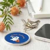 Happy Halloween Deep Blue sleutelhanger (Zijkant)