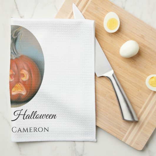 Happy Halloween die Jack O Lantern Pumpkin filmt Theedoek (Quarter Fold)