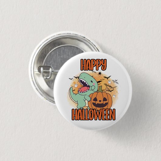Happy Halloween Dino Pin Ronde Button 3,2 Cm (Voorkant /achterkant)