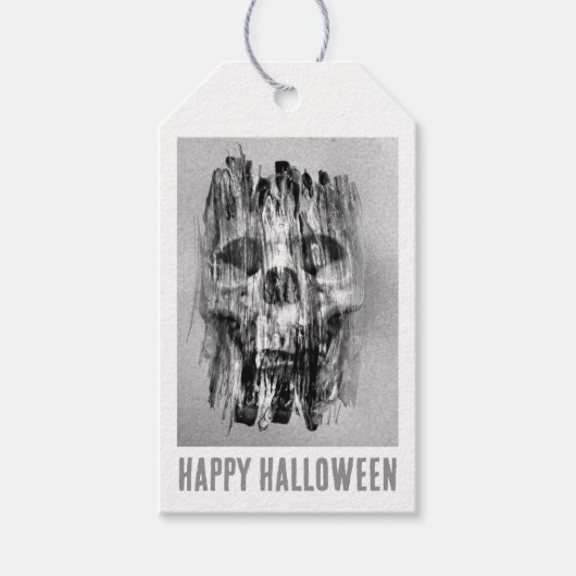 Happy Halloween. Distressed skull Cadeaulabel (Voorkant)