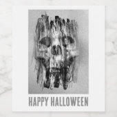 Happy Halloween. Distressed skull Wijn Etiket (Enkel label)