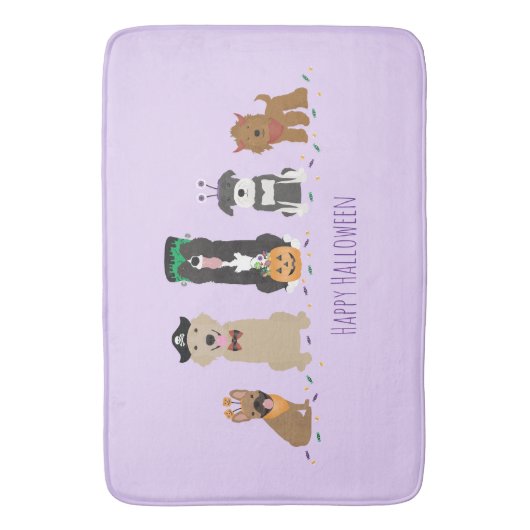 Happy Halloween Dogs Paars Badmat (Voorkant Verticaal)