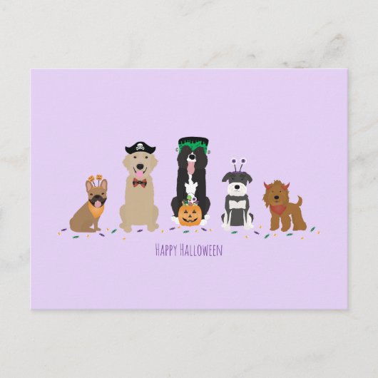 Happy Halloween Dogs Paars Briefkaart (Voorkant)