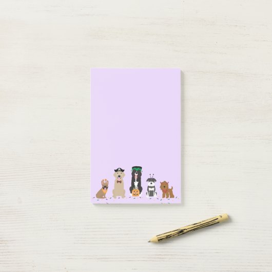 Happy Halloween Dogs Paars Post-it® Notes (Op bureau)