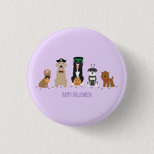 Happy Halloween Dogs Paars Ronde Button 3,2 Cm (Voorkant)