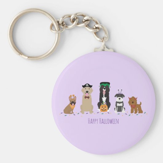 Happy Halloween Dogs Paars Sleutelhanger (Voorkant)