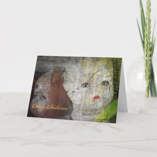 Happy Halloween Doll Head Kaart (Voorkant)