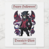 Happy Halloween Dracula Wijnlabel Wijn Etiket (Enkel label)