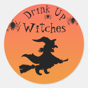 Happy Halloween Drink heksen op Ronde Sticker