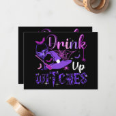 Happy Halloween- Drink op heksen Notitiekaartje (Voorkant / Achterkant in situ)