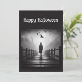 Happy Halloween Edgar Allan Poe Raven Poem Kaart (Staand voorkant)