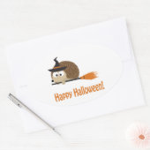 Happy Halloween! Egel Witch Ovale Sticker (Envelop)
