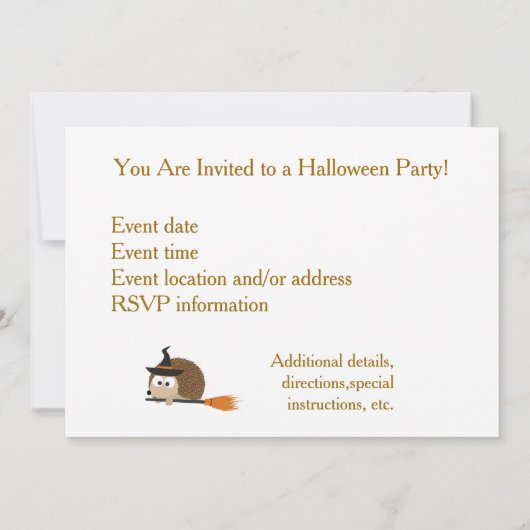 Happy Halloween! Egelwitje Kaart (Achterkant)