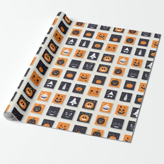  Happy Halloween Emoji for Kids Cadeaupapier (Uitgerold)