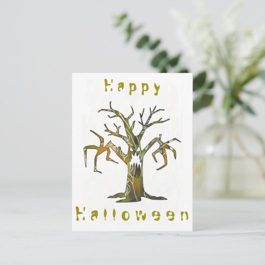 Happy Halloween en eng tree briefkaart (Staand voorkant)