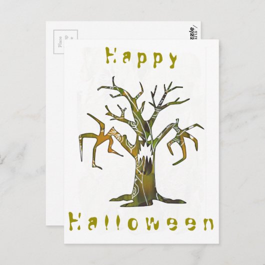 Happy Halloween en eng tree briefkaart (Voorkant / Achterkant)