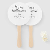 Happy Halloween en familienaam kalligrafie modern Handwaaier (Voorkant en achterkant)