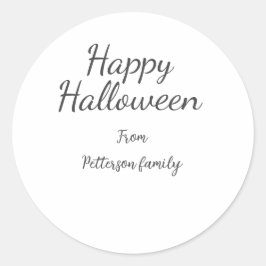 Happy Halloween en familienaam kalligrafie modern Ronde Sticker