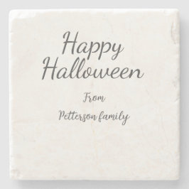 Happy Halloween en familienaam kalligrafie modern Stenen Onderzetter