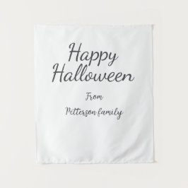 Happy Halloween en familienaam kalligrafie modern Wandkleed