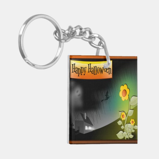 Happy Halloween en Flowers - Sleutelhanger (Voorkant Links)