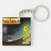 Happy Halloween en Flowers - Sleutelhanger (Achterkant)