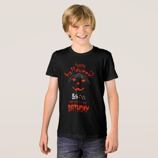 Happy Halloween en ja, het is mijn 5e verjaardag Tri-Blend Shirt (Voorkant volledig)