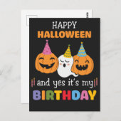 Happy Halloween en ja, het is mijn Birthday Briefk Briefkaart (Voorkant / Achterkant)