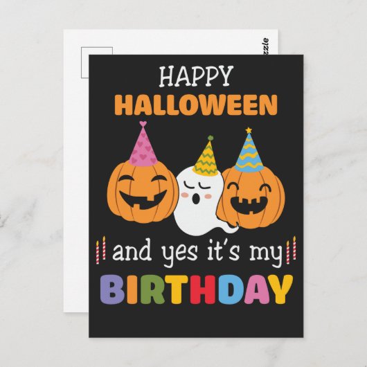 Happy Halloween en ja, het is mijn Birthday Briefk Briefkaart (Voorkant / Achterkant)