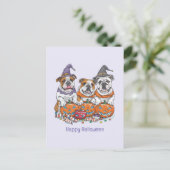 Happy Halloween Engelse Bulldogs Pumpkin Briefkaart (Staand voorkant)