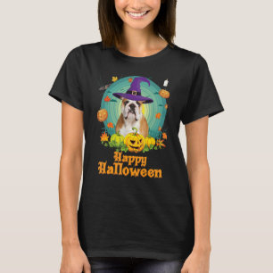 Happy Halloween English Bulldog Dog Pumpkin Witch T-shirt