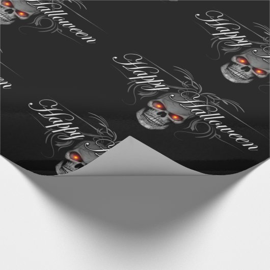 Happy Halloween Evil Skull Cadeaupapier (Hoek)