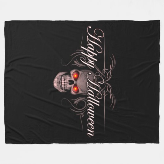 Happy Halloween Evil Skull Fleece Deken (Voorkant (Horizontaal))