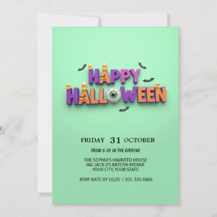 Happy Halloween Eyeball Invitation Kaart