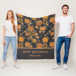 Happy Halloween Fall Pumpkin Family Name Fleece Deken