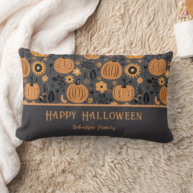 Happy Halloween Fall Pumpkin Family Name Kussen (Deken)