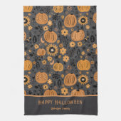 Happy Halloween Fall Pumpkin Family Name Theedoek (Verticaal)